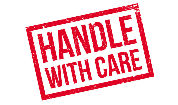 Handle With Care rubber stamp. Grunge design with dust scratches. Effects can be easily removed for a clean, crisp look. Color is easily changed.