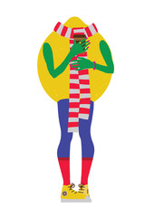 Lemon in the image of a sporty girl with coffee in hand.