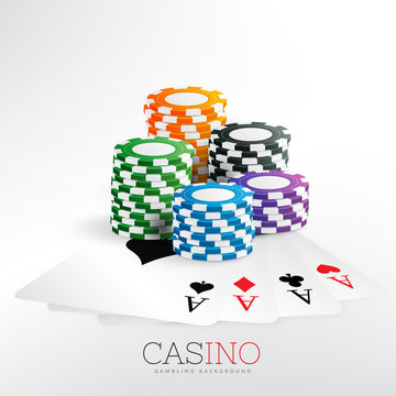 casino gaming chips with playing cards