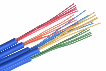 Copper electric wires  isolated on white background