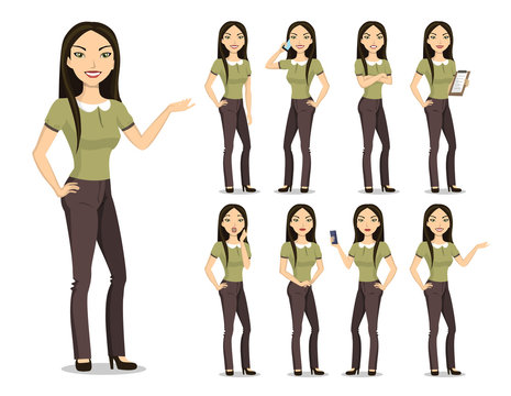 Vector image of a young woman character.