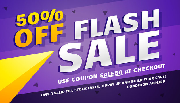 modern sale voucher in purple and yellow color theme