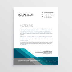 elegant letterhead design template with blue and gray geometric