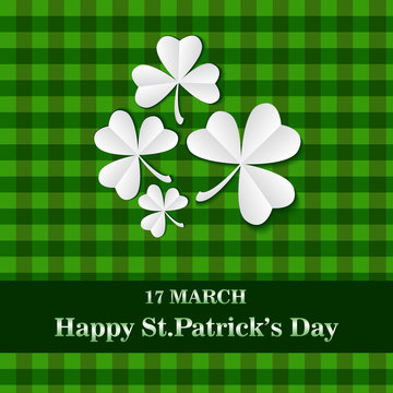 Saint Patricks day card.green Card with clover. vector illustration