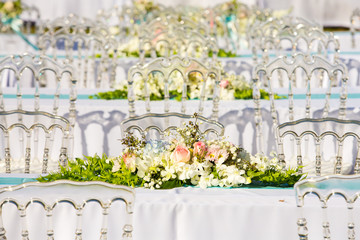 Luxurious wedding Beautiful flowers on the table