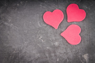 hearts on grey background