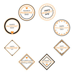 Circle and Square Happy Valentines Day set, flat and cute Vector Design Isolated on white Background