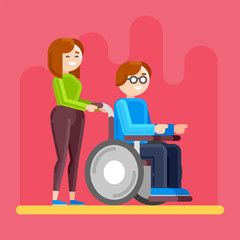 Caring for invalid. Disabled person care.
