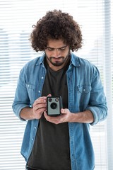 Male photographer with old fashioned camera