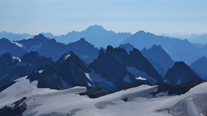 Rugged mountains, view from mount Titlis