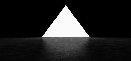 Glowing pyramid on dark background