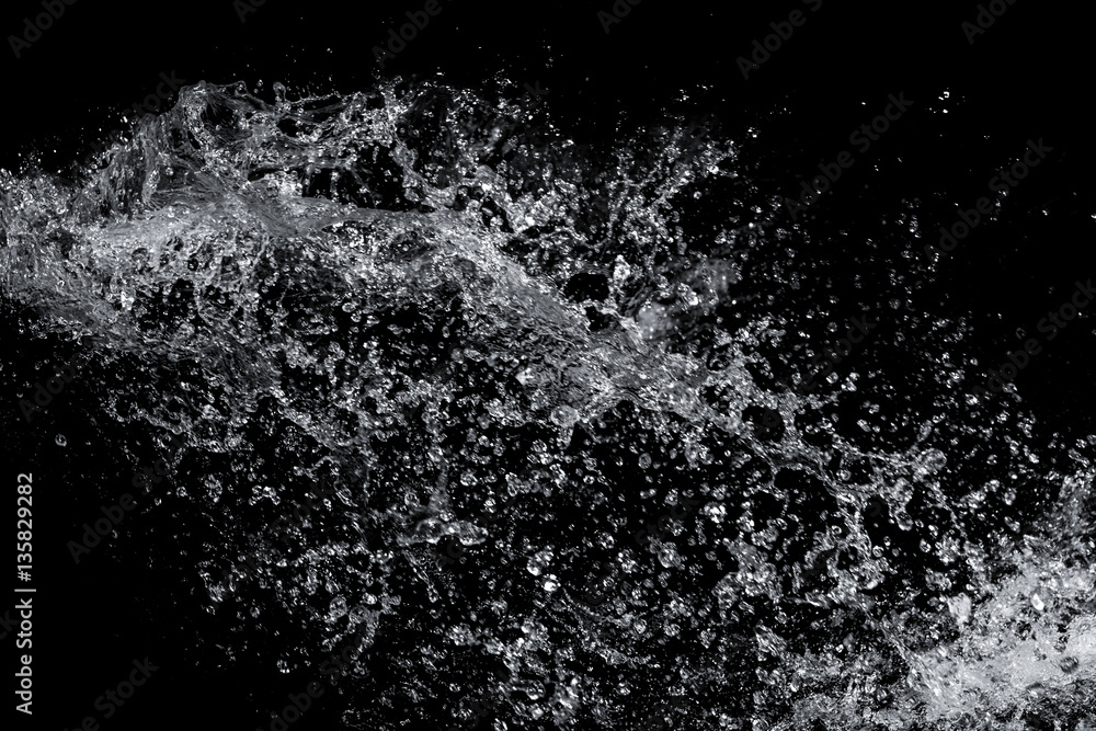 Poster Water Splash On Black Background