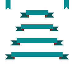 Fototapeta premium green flat ribbon banners set. Design retro vector illustration