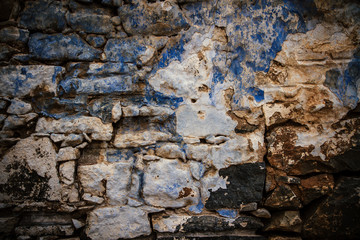Fototapeta premium Dirty, scratched old brick wall