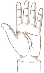 Stop Hand Sign, retro. Vector illustration of a hand making the stop sign. Retro look illustration with a rough texture.