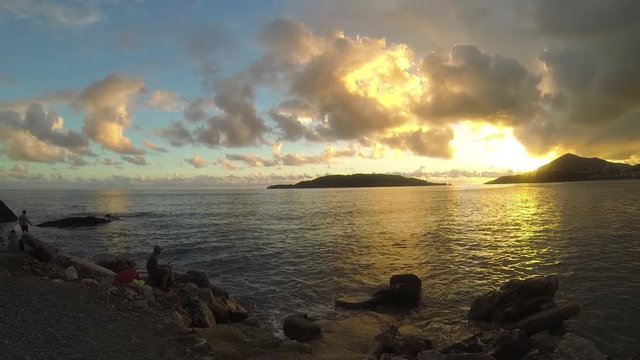 Sea sunset in Montenegro. Beautiful panorama of the sunset over the Adriatic sea.