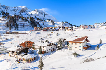 View of Obertauern mountain village in winter scenery, Austria