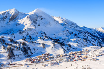 Fototapeta na wymiar View of Obertauern mountain village in winter season, Austria