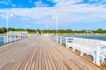 View of Jurata pier in sunny summer day, Baltic Sea, Poland