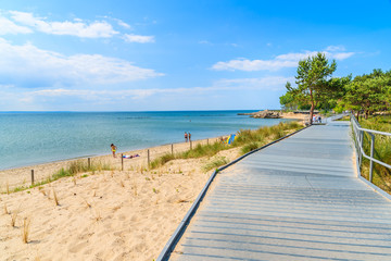 Coastal promenade along beach in Hel town, Baltic Sea, Poland - obrazy, fototapety, plakaty