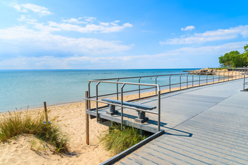 Coastal promenade along beach in Hel town, Baltic Sea, Poland