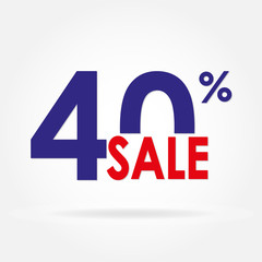 Sale 40% and discount price sign or icon. Sales design template. Shopping and low price symbol. Colorful vector illustration.