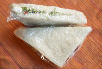 sandwiches wrapped in transparent film