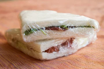  sandwiches wrapped in transparent film © sal