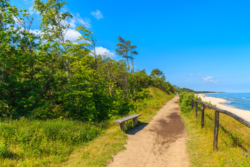 Coastal path along beach in Jastrzebia Gora, Baltic Sea, Poland