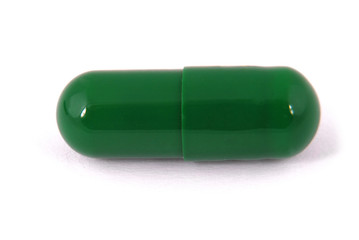 One capsule pill with green color