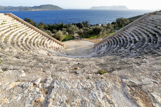 Hellenistic theater-seaview from the upper level of seats. Kas-Lycia-Turkey. 1126