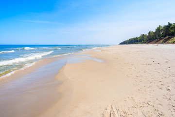 Fototapeta na wymiar Beautiful sea on sandy Lubiatowo beach, Baltic Sea, Poland