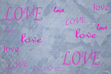 words of love on wall grey