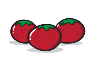 Three Cartoon Tomatoes Vector Illustration