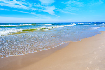 Beautiful sea waves on Debki beach, Baltic Sea, Poland