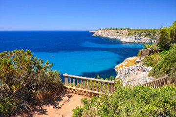 View of beautiful bay of Cala Macarella, Menorca island, Spain