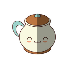 kawaii pottery kitchen tea herb vector illustration eps 10
