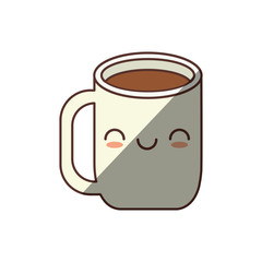 kawaii mug tea chocolate handle shadow vector illustration eps 10