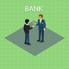 Bank Concept Vector in Isometric Projection.