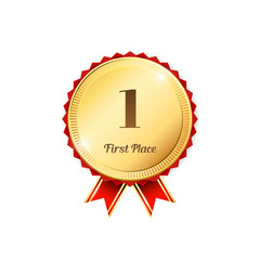 Vector golden award label of first place