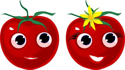Couple of funny tomatoes. Personification of the gender symbols