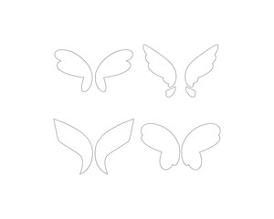 Vector set of fantasy butterfly wings isolated on white