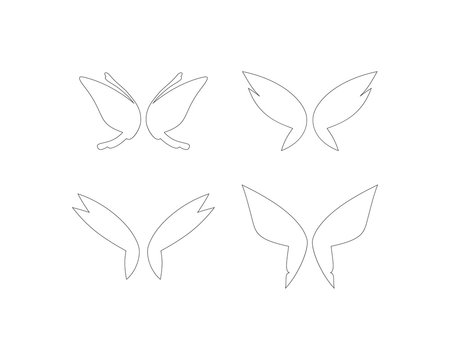 Vector set of fantasy butterfly wings isolated on white