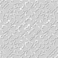 3D paper art pattern curve cross vine flower
