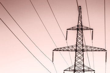 power line on sunset background