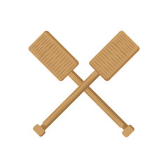 crossed rowing wooden boat vector illustration eps 10