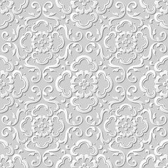 3D paper art pattern curve spiral cross flower