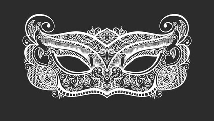 black lineart venetian carnival mask silhouette
