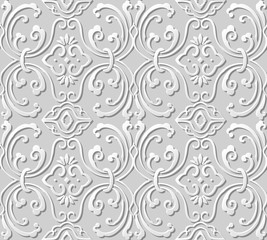 3D paper art pattern round spiral wave vine chain