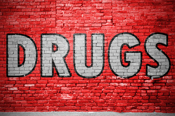 Drugs Ziegelsteinmauer Graffiti